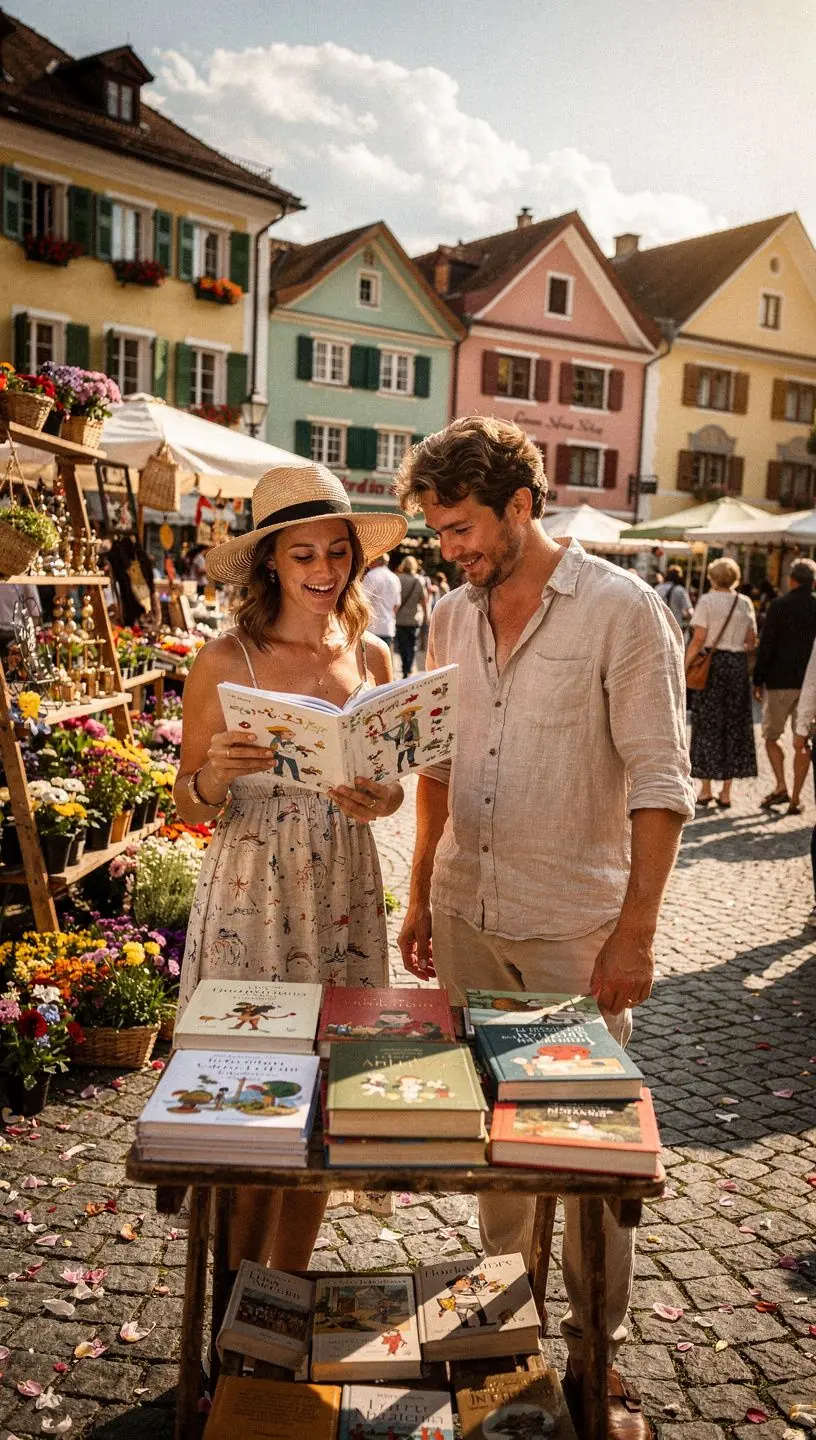 Ein stilvoll dekorierter Tisch mit verschiedenen Geschenkbüchern, die in einer einladenden Boutique ausgestellt sind.