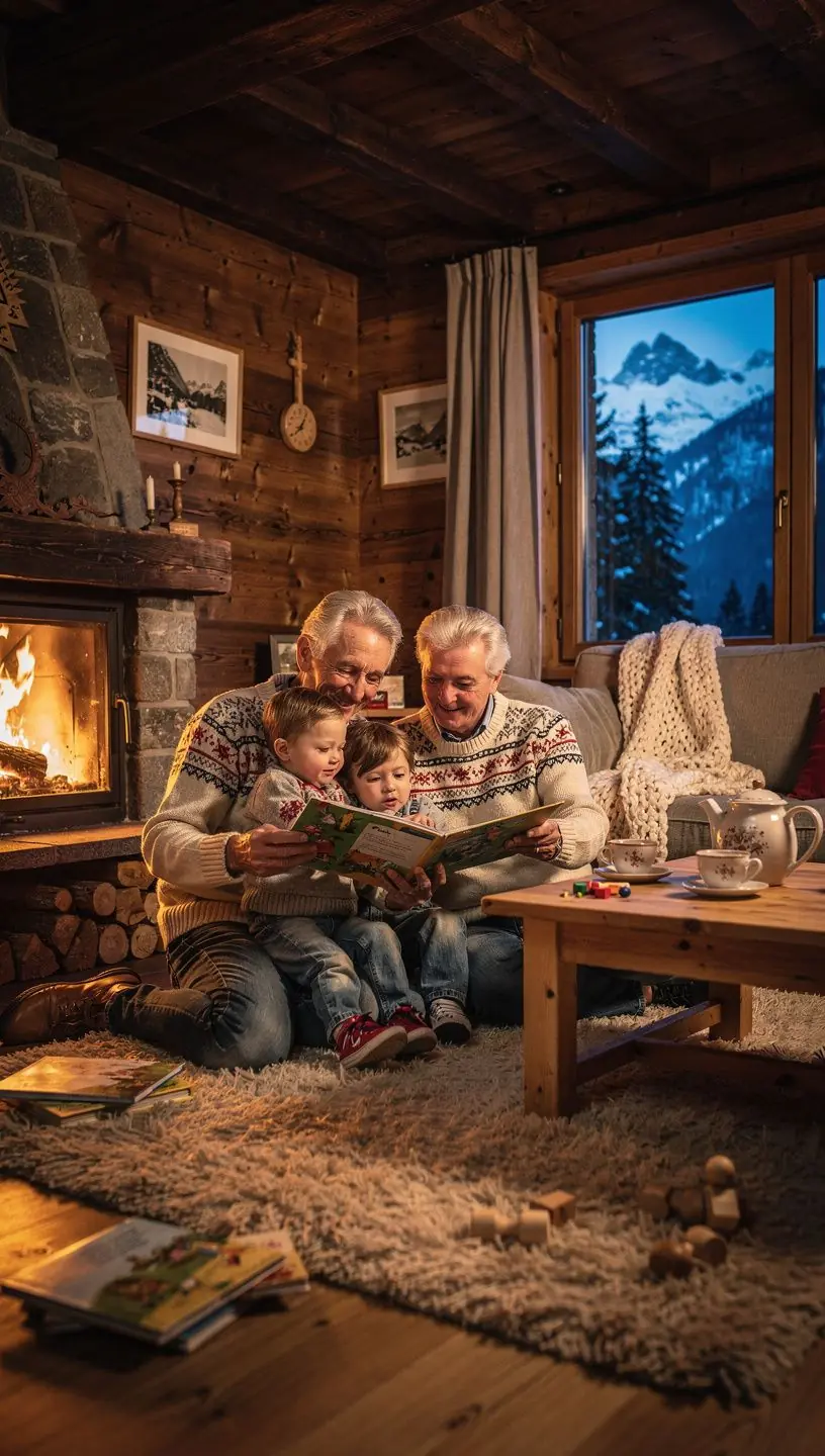 Ein offenes Buch, das liebevoll gestaltete Seiten mit festlichen Motiven zeigt.