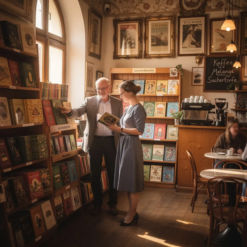Ein wunderschön illustrierter Geschenkbuchumschlag mit festlichen Motiven und leuchtenden Farben.